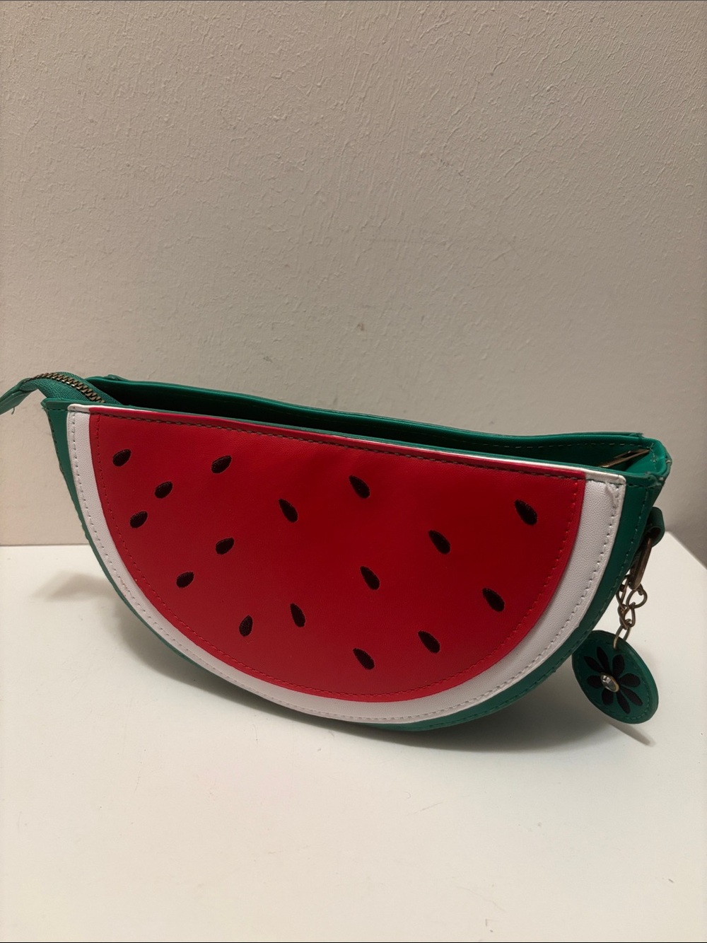 Watermelon Half-Moon Bag with crossbody chain- Red & Green new